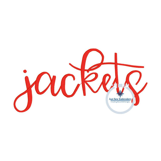 JACKETS Script Embroidery Design Machine Embroidery Satin Stitch Nine Sizes 4, 5, 6, 7, 8, 9, 10, 11, and 12 Inches