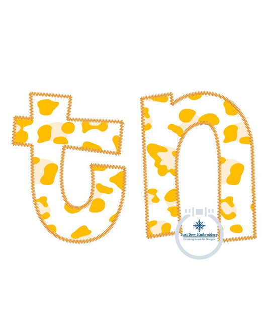 TN Tennessee Applique Embroidery Zigzag Stitch University of Tennessee Lower Case 8x12 Hoop