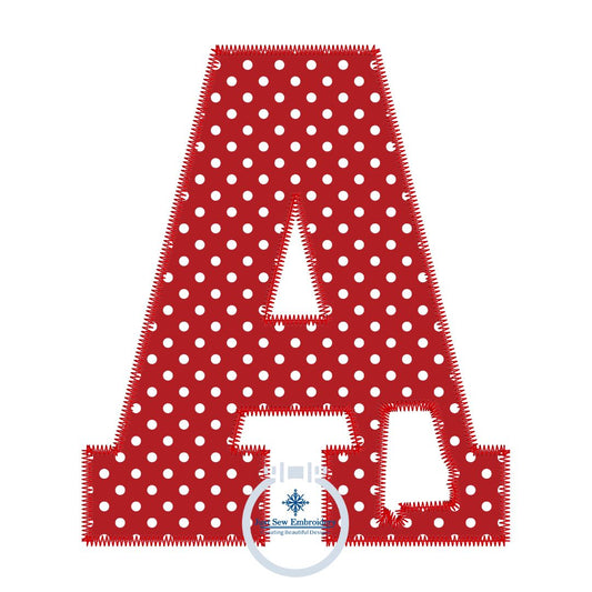 A Alabama Applique Embroidery State Cutout Design Zigzag Edge Stitch Five Sizes 4x4, 5x5, 6x6, 7x7, and 8x8 Inches