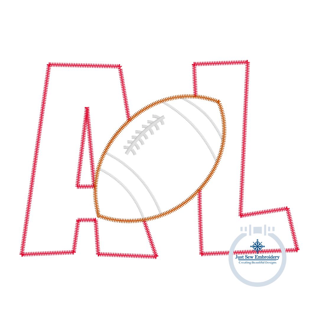 AL Alabama Football Applique Embroidery Zigzag Stitch Four Sizes 5x7, 8x8, 6x10, and 8x12 Hoop