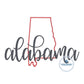AL Alabama embroidered state with script overlap design 8x12 hoop
