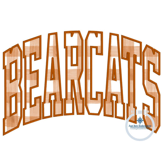 BEARCATS Arched Satin Applique Embroidery Design Two Sizes 7x12 and 8x12 Hoop