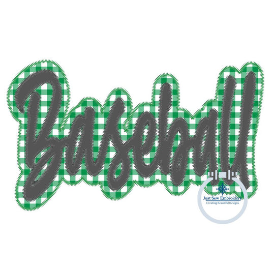 Baseball Double Zigzag Applique Machine Embroidery Design Four Sizes 5x7, 8x8, 6x10, and 7x12 Hoop