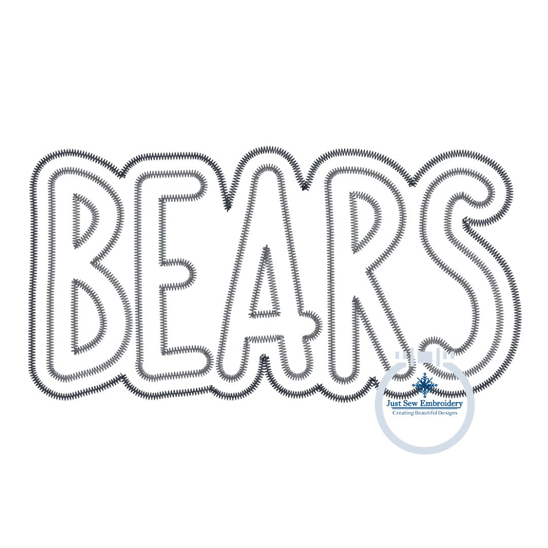 BEARS Two Layer Applique Embroidery Machine Embroidery Two Color ZigZag Edge 8x12 Hoop