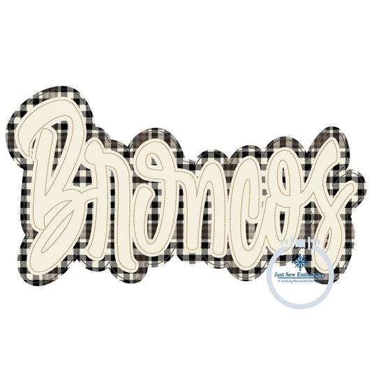 Broncos Applique Embroidery Bean Stitch Raggy Two Layer Double Layer Four Sizes 5x7, 8x8, 6x10, 7x12 Hoop