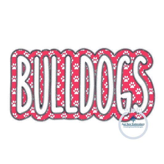 Applique Embroidery BULLDOGS Two Layer Design Machine Embroidery Two Color ZigZag Edge Four Sizes 5x7, 8x8, 6x10, 8x12 Hoop