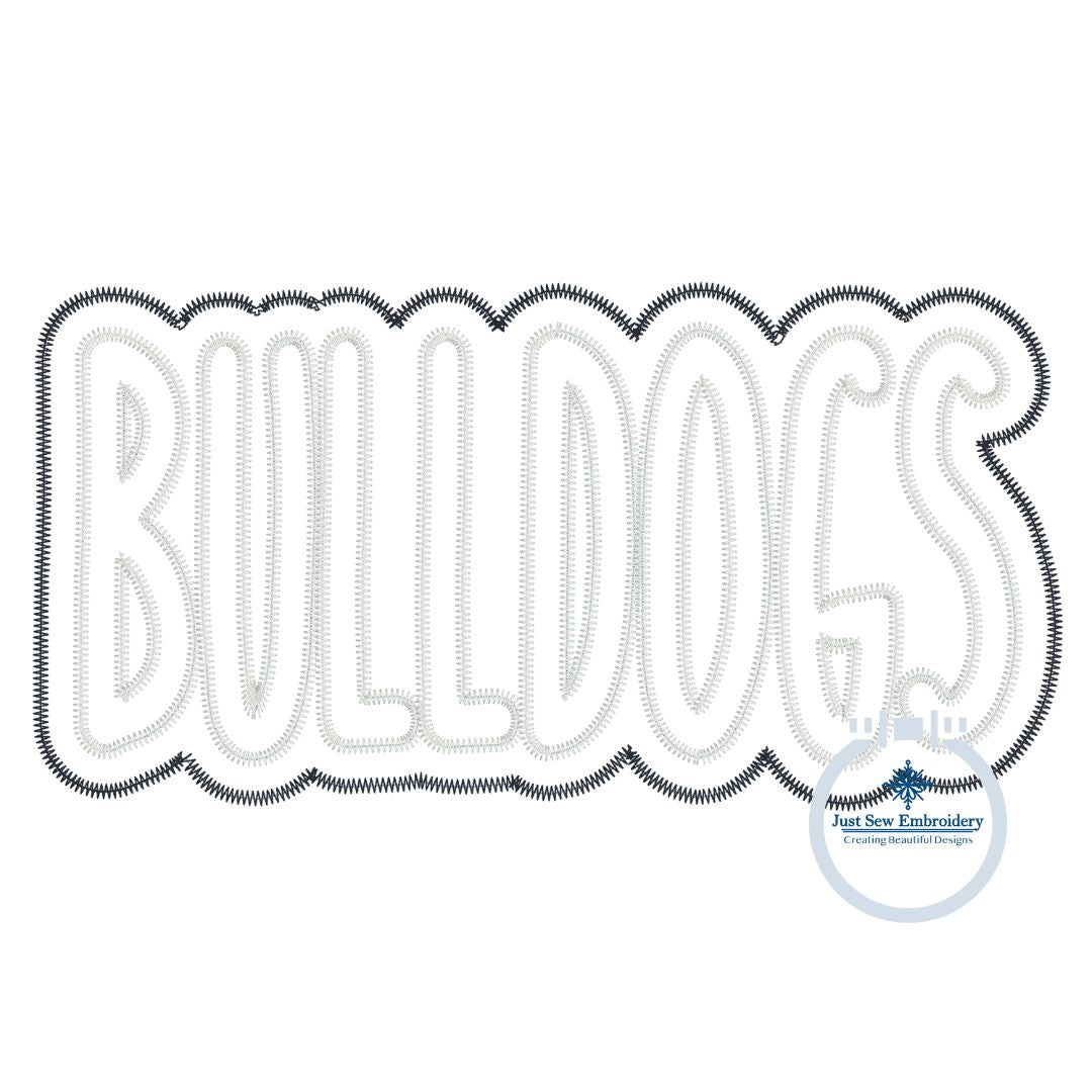 BULLDOGS Two Layer Applique Embroidery Machine Embroidery Two Color ZigZag Edge Four Sizes 5x7, 8x8, 6x10, 8x12 Hoop