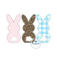 Bunny Trio Zigzag Applique Machine Embroidery Design in Three Sizes 5x7, 6x10, 8x12