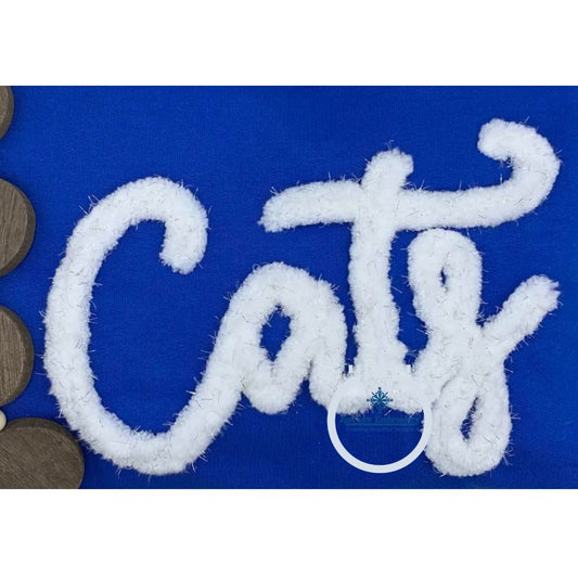 CATS Script Chenille Yarn Applique Design Machine Embroidery Five Sizes 5x7, 8x8, 6x10, 7x12, 8x12 Hoop