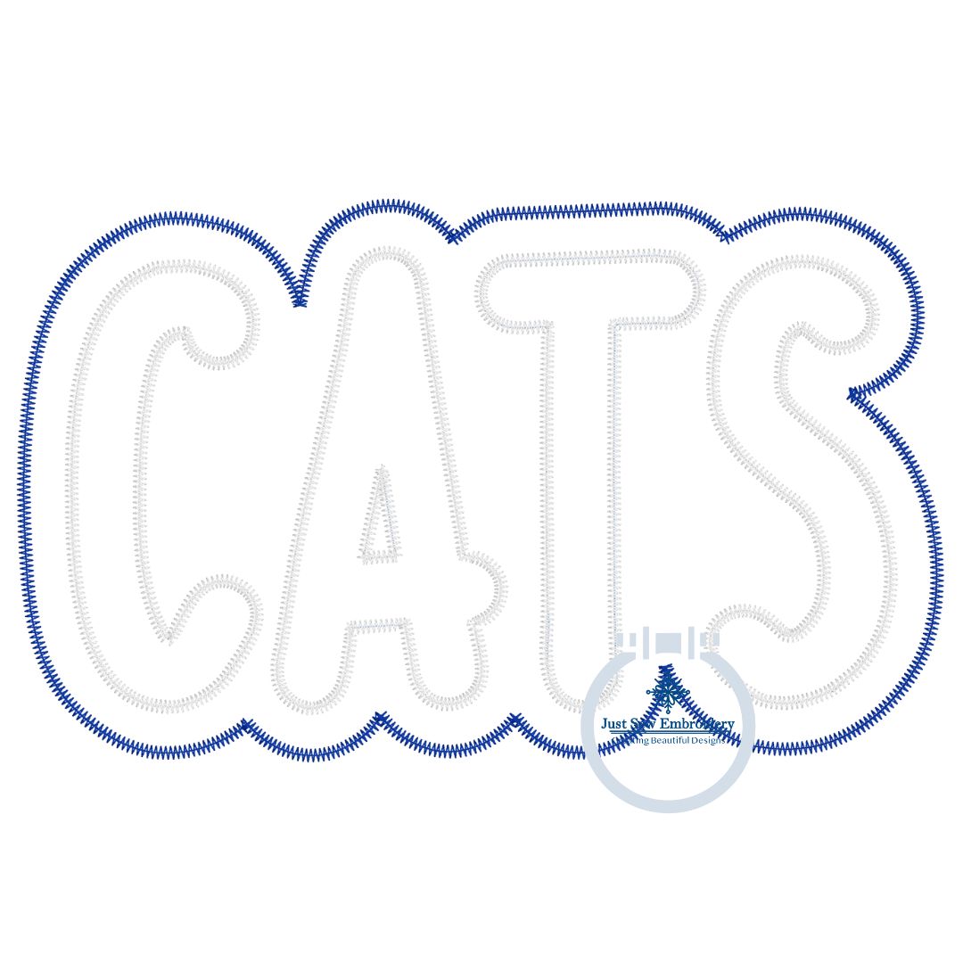 CATS Kentucky Applique Embroidery Layer Design Machine Embroidery Two Color ZigZag Edge FIVE Sizes 4x4, 5x7, 8x8, 6x10, 8x12 Hoop