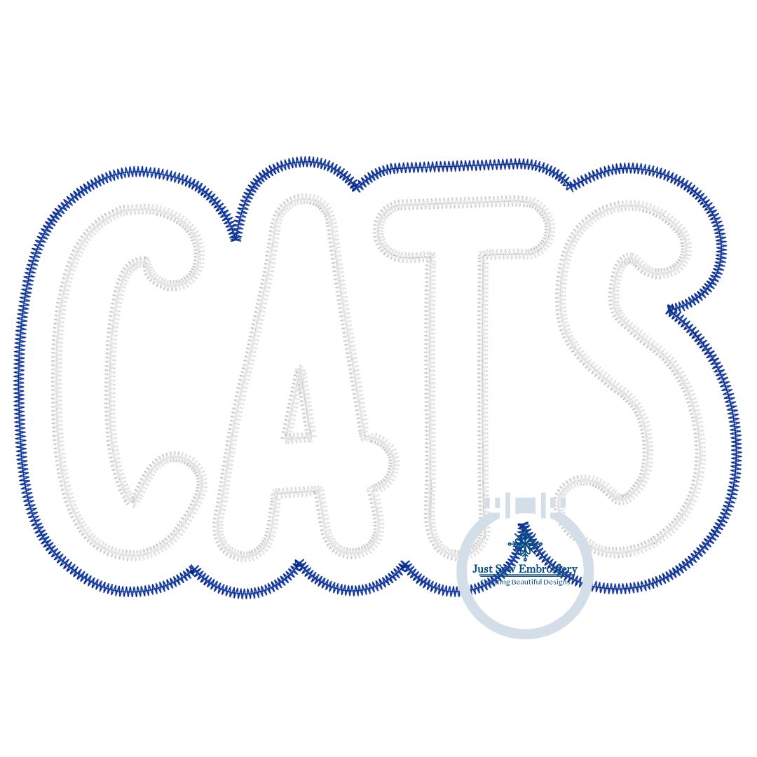 CATS Kentucky Applique Embroidery Layer Design Machine Embroidery Two Color ZigZag Edge FIVE Sizes 4x4, 5x7, 8x8, 6x10, 8x12 Hoop