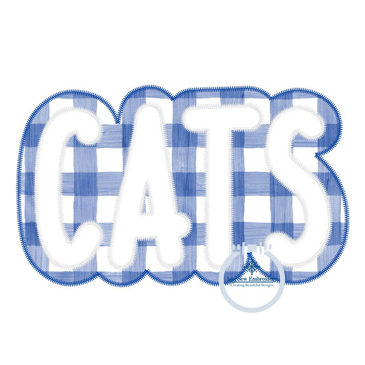 Applique Embroidery CATS Kentucky Two Layer Design Machine Embroidery Two Color ZigZag Edge FIVE Sizes 4x4, 5x7, 8x8, 6x10, 8x12 Hoop