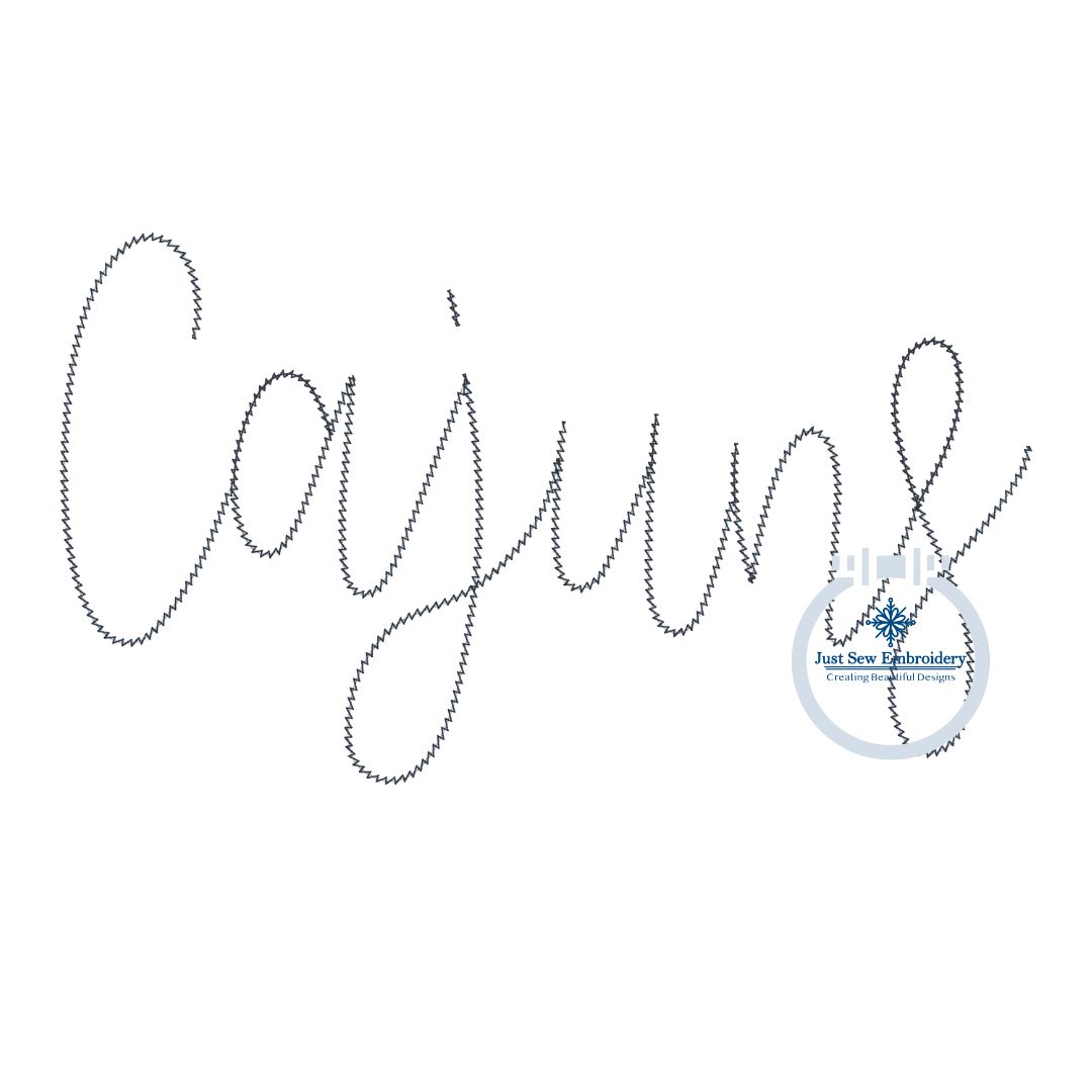 Cajuns Chenille Yarn Applique Script Machine Embroidery Design Four Sizes 5x7, 8x8, 6x10, and 7x12 Hoop