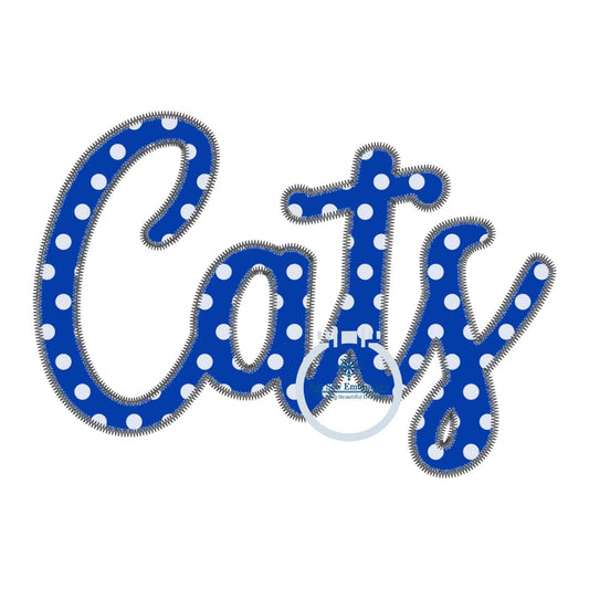 Applique Embroidery Cats Script Zig Zag Design Machine Embroidery Three Sizes 4x4, 5x7, and 8x12 Hoop