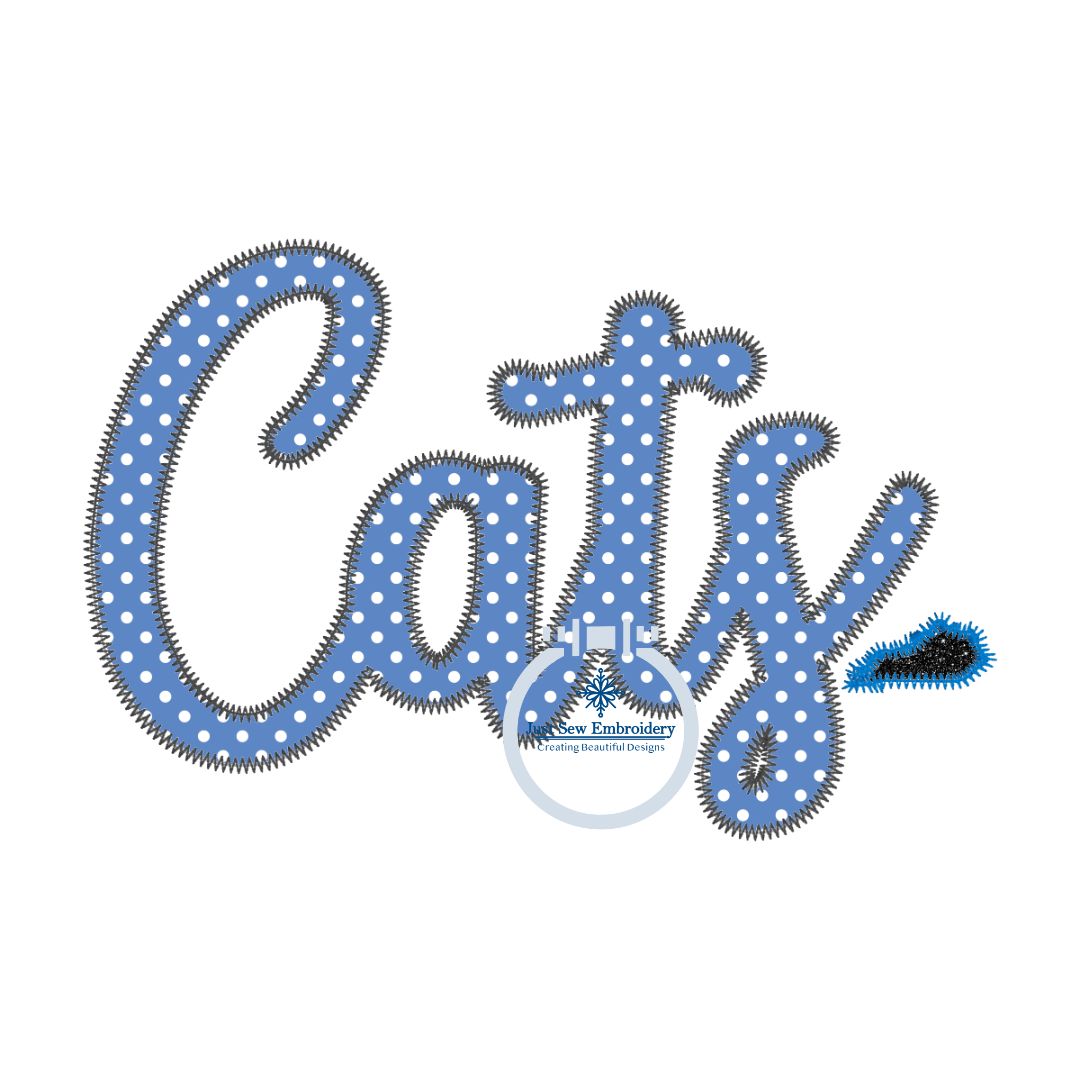 Cats Applique Embroidery Script with Kentucky State Zig Zag Design Machine Embroidery Three Sizes 8inch, 10 inch, 12 inch