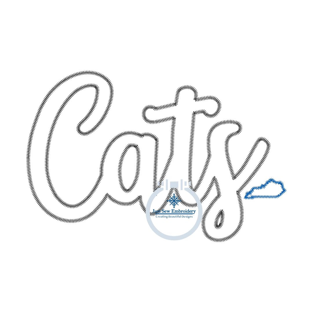 Cats Applique Embroidery Script with Kentucky State  Zig Zag Design Machine Embroidery Three Sizes 8inch, 10 inch, 12 inch