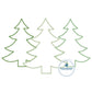 Christmas Tree Trio Applique Machine Embroidery Design with 2 Finishing Stitches Raggy (Bean) and ZigZag 8x12 Hoop