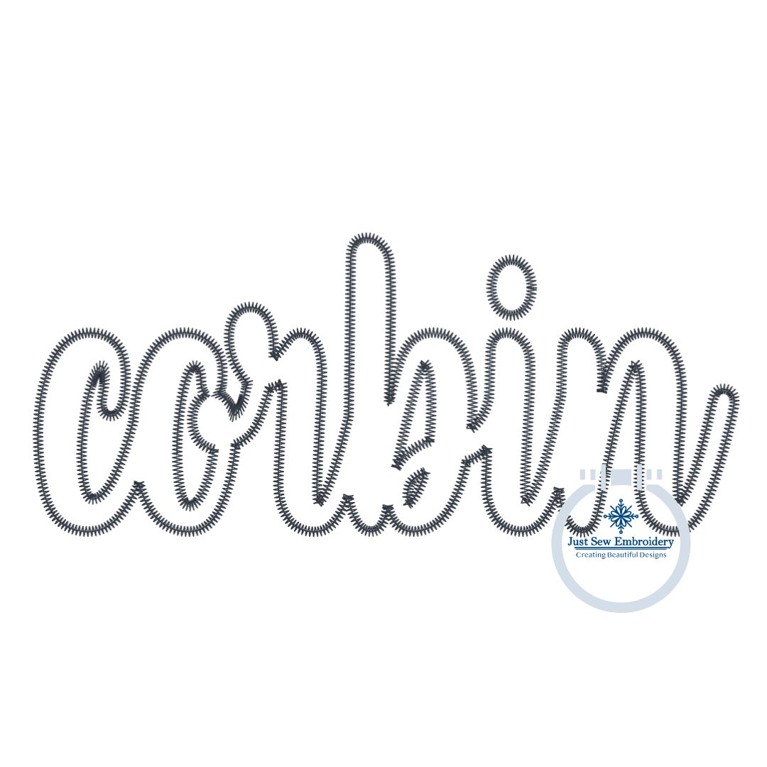 Corbin Script Applique Embroidery Design Machine Embroidery ZigZag Edge Four Sizes 5x7, 6x10, 8x8, 8x12 Hoop Kentucky