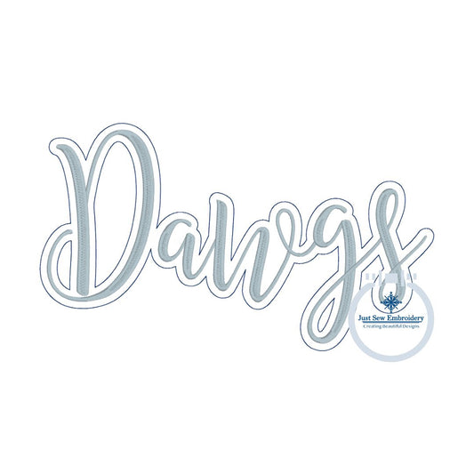 Embroidery Dawgs Satin Stitch With Bean Stitch Outline Design Machine Embroidery Four Sizes 5x7, 8x8, 6x10, 7x12 Hoop