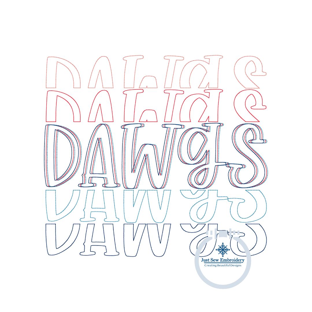 Embroidery DAWGS Bean Stitch Design Machine Embroidery Five Sizes 4x4, 5x7, 8x8, 6x10, 8x12 Hoop