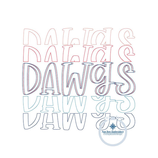 Embroidery DAWGS Bean Stitch Design Machine Embroidery Five Sizes 4x4, 5x7, 8x8, 6x10, 8x12 Hoop