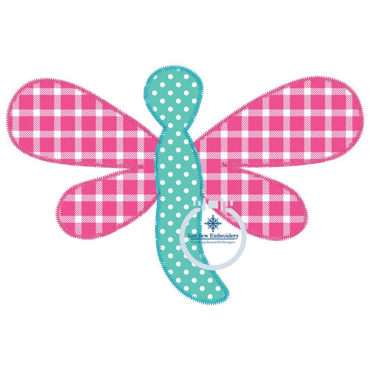 Dragonfly Applique Embroidery Design File Machine Embroidery Zigzag Edge One Size 8x12 Hoop
