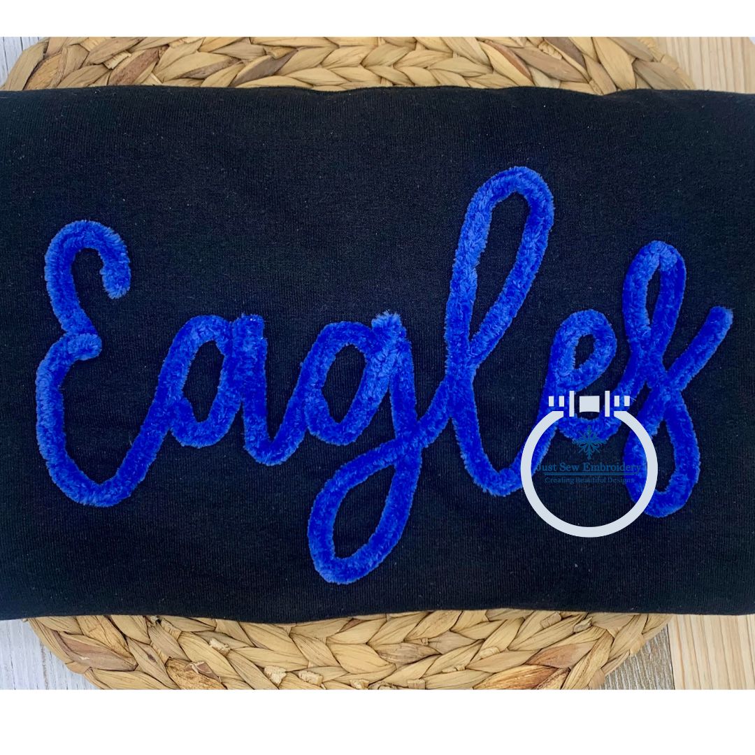 Eagles Chenille Yarn Applique Embroidery Design Four Sizes 5x7, 8x8, 6x10, and 7x12 Hoop