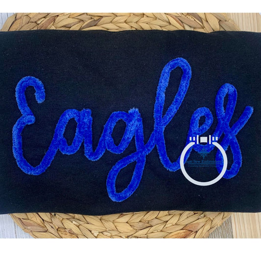 Eagles Chenille Yarn Applique Embroidery Design Four Sizes 5x7, 8x8, 6x10, and 7x12 Hoop
