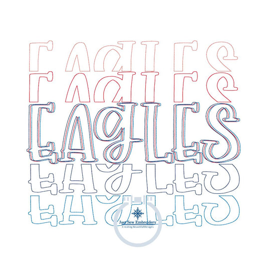 Eagles Embroidered Bean Stitch Repeat Design Five Sizes 4x4, 5x7, 8x8, 6x10, and 8x12 Hoop
