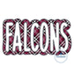 FALCONS Applique Embroidery Two Layer Design Machine Embroidery Two Color ZigZag Edge Four Sizes 5x7, 8x8, 6x10, 8x12 Hoop