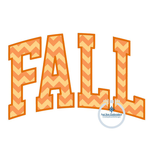 FALL Arched Satin Applique Machine Embroidery Design Four Sizes 5x7, 6x10, 8x8, 8x12 Hoop Autumn