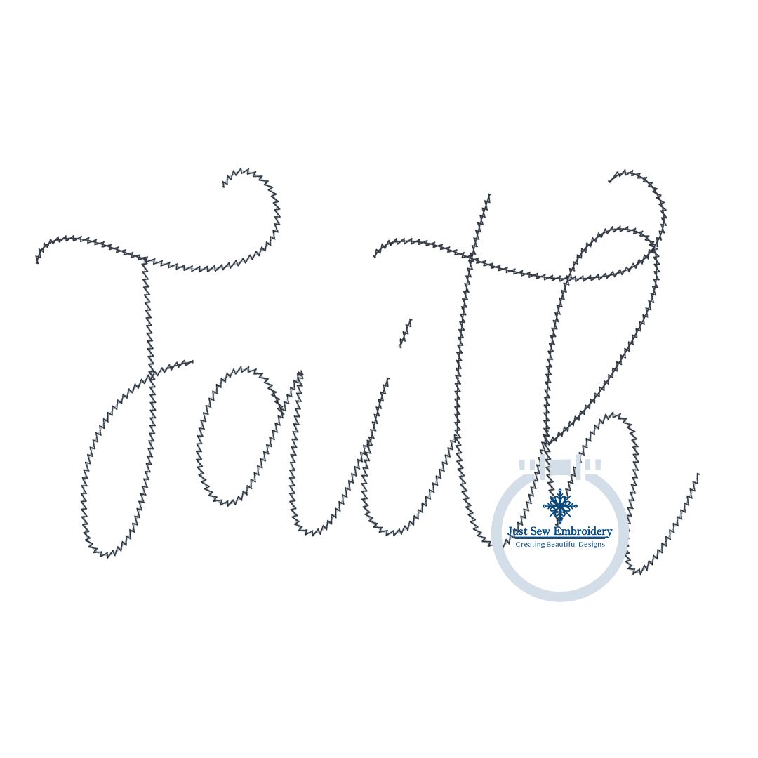 Faith Easter Chenille Yarn Applique Embroidery Four Sizes 5x7, 8x8, 6x10, and 7x12 Hoop