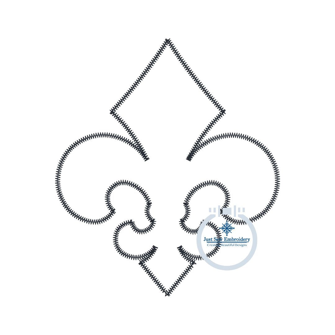 Fleur De Lis ZZ Applique Embroidery Design Mardi Gras 8x12 Hoop
