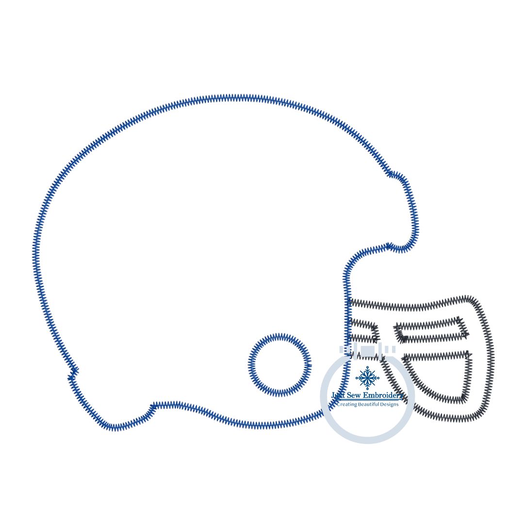 Football Helmet Applique Embroidery Design Zigzag Stitch Five Sizes 4x4, 5x7, 6x10, 8x8, 8x12