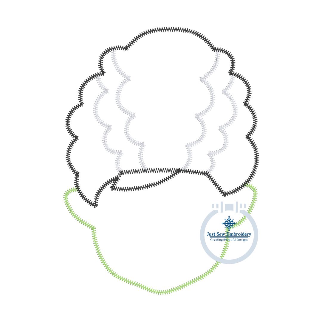 Frankenstein Bride Zigzag Applique Machine Embroidery Design Seven Sizes 4x4, 5x5, 6x6, 7x7, 8x8, 9x9, and 10x10 hoop