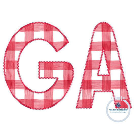 GA Modern Block Applique Embroidery Stitch Georgia Design Six Sizes 4x4, 5x7, 8x8, 6x10, 7x12, and 8x12 Hoop