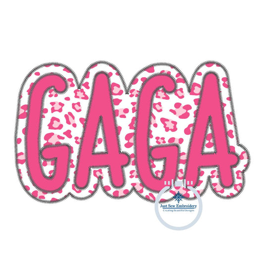 GAGA Applique Embroidery Design Two Layer Zigzag Stitch Four Sizes 5x7, 6x10, 8x8, 8x12 Hoop