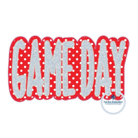 Game Day Applique Embroidery Two Layer Design Machine Embroidery Two Color ZigZag Edge Two Sizes 6x10, 7x12 Hoop