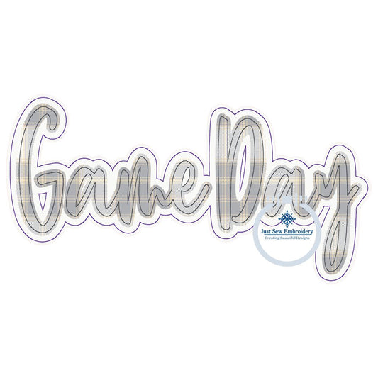 Game Day Applique Embroidery Double Raggy Design Two Color Bean Stitch Edge Four Sizes 5x7, 8x8, 6x10, 7x12 Hoop