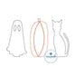 Ghost Pumpkin Cat Trio Applique Embroidery Design Blanket Stitch Halloween Four Sizes 5x7, 6x10, 8x8, and 8x12 Hoops