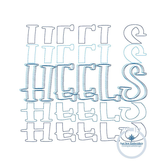 Heels Embroidered Bean Stitch Repeat Design Five Sizes 4x4, 5x7, 8x8, 6x10, and 8x12 Hoop Tarheels