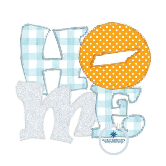 HOME Tennessee Applique Embroidery TN ZigZag Stitch State Cutout 8x12 Hoop