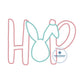 Bunny Hop Applique Machine Embroidery Design with Satin or ZigZag Finishing Stitch 5x7, 8x8, 6x10, and 8x12 Hoop