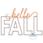 Hello FALL Zigzag Applique Machine Embroidery Design Four Sizes 5x7, 6x10, 8x8, 8x12 Hoop Autumn