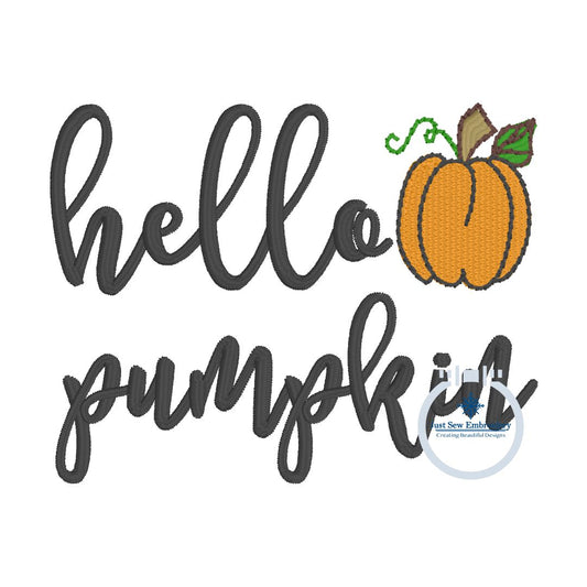 Hello Pumpkin Embroidery Machine Design 4x4 Hoop Fall