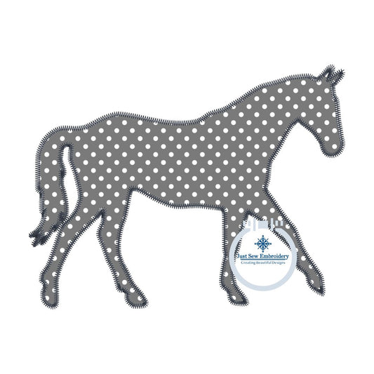 Horse Applique Embroidery Design File Machine Embroidery Zigzag Edge Three Sizes 8x8, 6x10, 8x12 Hoop