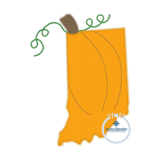 Indiana Pumpkin Zigzag Applique Machine Embroidery Design 8x12 Hoop IN