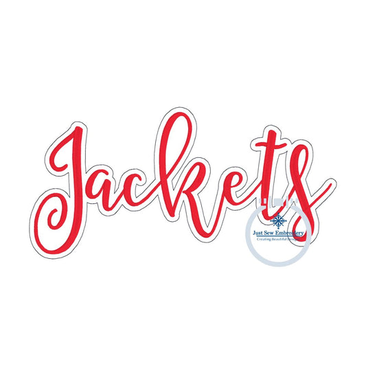 JACKETS Satin Script Embroidery with Bean Stitch Outline Machine Four Sizes 5x7, 8x8, 6x10, 8x12 Hoop
