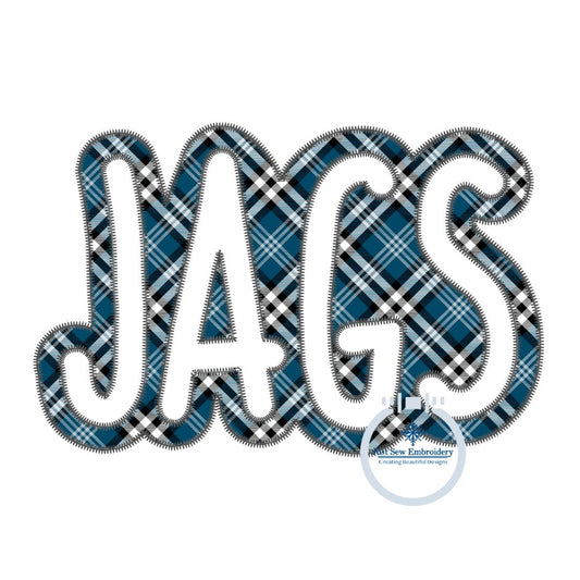 Applique Embroidery JAGS Two Layer Design Machine Embroidery Two Color ZigZag Edge Four Sizes 5x7, 8x8, 6x10, and 8x12 Hoop