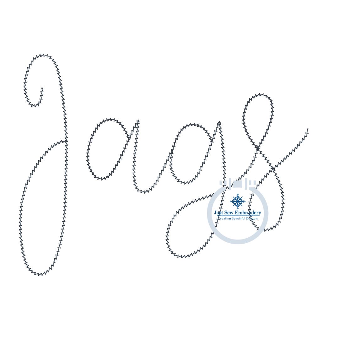 JAGS Script Chenille Yarn Applique Design Machine Embroidery Four Sizes 5x7, 8x8, 6x10, 7x12 Hoop